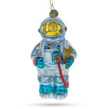 Load image into Gallery viewer, Astronaut in Open Space Glass Christmas Ornament