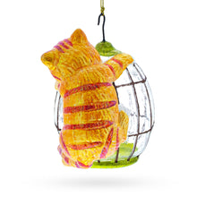 Load image into Gallery viewer, Curious Cat and Caged Bird Glass Christmas Ornament
