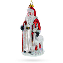 Load image into Gallery viewer, Santa with White Reindeer Glass Christmas Ornament