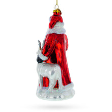 Load image into Gallery viewer, Santa with White Reindeer Glass Christmas Ornament
