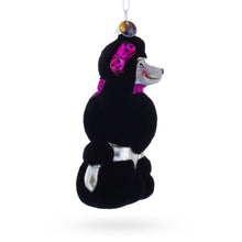 Load image into Gallery viewer, Black Poodle Dog with Faux Fur Glass Christmas Ornament