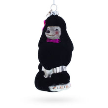 Load image into Gallery viewer, Black Poodle Dog with Faux Fur Glass Christmas Ornament