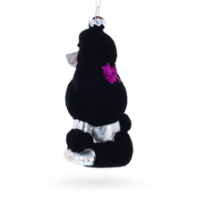 Load image into Gallery viewer, Black Poodle Dog with Faux Fur Glass Christmas Ornament