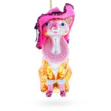 Load image into Gallery viewer, Lady Cat with Pink Hat Glass Christmas Ornament
