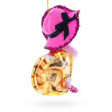 Load image into Gallery viewer, Lady Cat with Pink Hat Glass Christmas Ornament