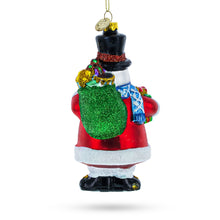Load image into Gallery viewer, Snowman with Black Hat Glass Christmas Ornament