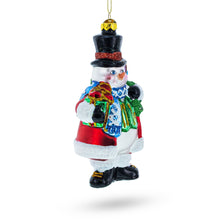 Load image into Gallery viewer, Snowman with Black Hat Glass Christmas Ornament