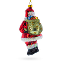 Load image into Gallery viewer, Classic Santa Holding a Candy Cane Glass Christmas Ornament