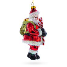 Load image into Gallery viewer, Classic Santa Holding a Candy Cane Glass Christmas Ornament