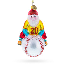 Load image into Gallery viewer, Baseball Santa with Jersey #20 Glass Christmas Ornament