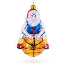 Load image into Gallery viewer, Santa Basketball Player Glass Christmas Ornament