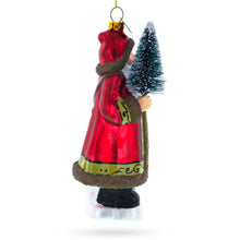 Load image into Gallery viewer, Santa with Fir Tree Glass Christmas Ornament