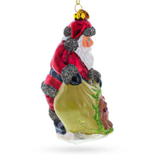 Load image into Gallery viewer, Santa with Toy Sack Glass Christmas Ornament