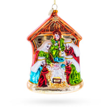 Load image into Gallery viewer, Large Nativity Scene Glass Christmas Ornament