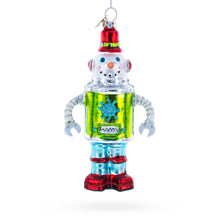 Load image into Gallery viewer, Retro Robot Snowman Glass Christmas Ornament