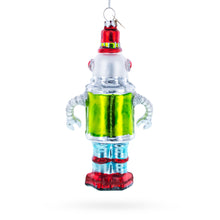 Load image into Gallery viewer, Retro Robot Snowman Glass Christmas Ornament