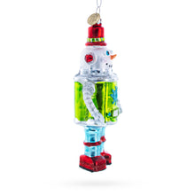 Load image into Gallery viewer, Retro Robot Snowman Glass Christmas Ornament