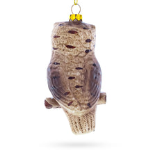 Load image into Gallery viewer, Wise Owl Perched on Branch Glass Christmas Ornament