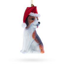 Load image into Gallery viewer, Beagle Dog with Santa Hat Glass Christmas Ornament