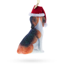 Load image into Gallery viewer, Beagle Dog with Santa Hat Glass Christmas Ornament