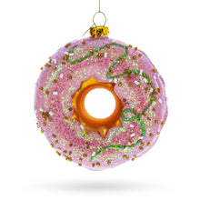 Load image into Gallery viewer, Pink Glazed Donut Glass Christmas Ornament