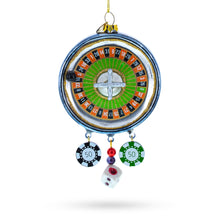 Load image into Gallery viewer, Roulette and Casino Poker Chip Glass Christmas Ornament