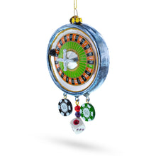 Load image into Gallery viewer, Roulette and Casino Poker Chip Glass Christmas Ornament