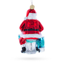 Load image into Gallery viewer, Santa Playing Drums Glass Christmas Ornament