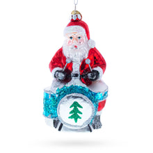 Load image into Gallery viewer, Santa Playing Drums Glass Christmas Ornament