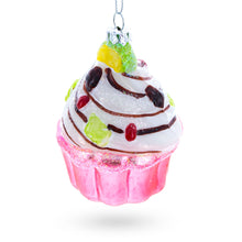 Load image into Gallery viewer, Cupcake/Muffin Glass Christmas Ornament