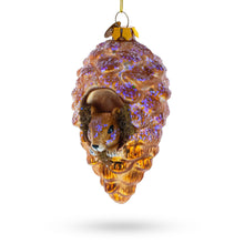 Load image into Gallery viewer, Squirrel Nestled in Pine Cone Glass Christmas Ornament