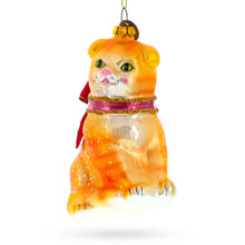 Load image into Gallery viewer, Cat with Red Scarf Glass Christmas Ornament