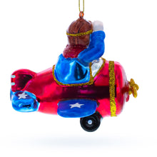 Load image into Gallery viewer, Pilot Santa in Airplane Glass Christmas Ornament