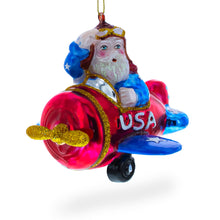 Load image into Gallery viewer, Pilot Santa in Airplane Glass Christmas Ornament