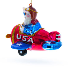 Load image into Gallery viewer, Pilot Santa in Airplane Glass Christmas Ornament
