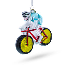 Load image into Gallery viewer, Cycling Sportsman on Bicycle Glass Christmas Ornament
