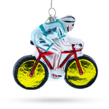 Load image into Gallery viewer, Cycling Sportsman on Bicycle Glass Christmas Ornament