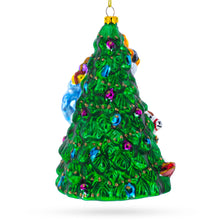 Load image into Gallery viewer, Santa with Christmas Tree and Gifts Glass Ornament
