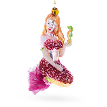 Load image into Gallery viewer, Mermaid with Seahorse Glass Christmas Ornament