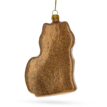 Load image into Gallery viewer, Glittered Gingerbread Cat Holding a Fish Glass Christmas Ornament