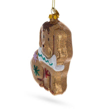 Load image into Gallery viewer, Gingerbread Dog with Bone Glass Christmas Ornament