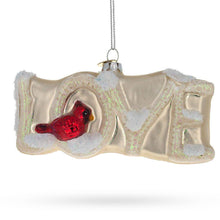 Load image into Gallery viewer, Love Letters Red Cardinal on Branch Glass Christmas Ornament