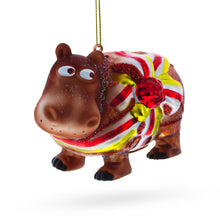 Load image into Gallery viewer, Hippo Glass Christmas Ornament