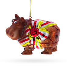 Load image into Gallery viewer, Hippo Glass Christmas Ornament