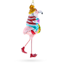 Load image into Gallery viewer, Santa Riding a Pink Flamingo Glass Christmas Ornament