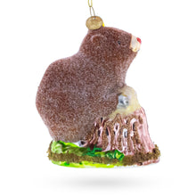 Load image into Gallery viewer, Beaver Holding a Log Glass Christmas Ornament