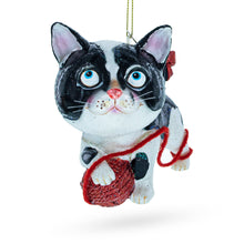 Load image into Gallery viewer, Kitten Entangled with Yarn Ball Glass Christmas Ornament