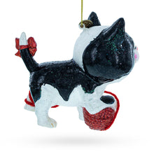 Load image into Gallery viewer, Kitten Entangled with Yarn Ball Glass Christmas Ornament