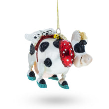 Load image into Gallery viewer, Cow Sporting Wings Glass Christmas Ornament