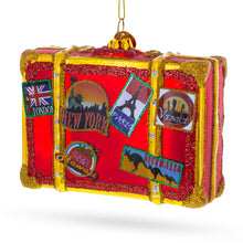 Load image into Gallery viewer, Well-Traveled Suitcase Glass Christmas Ornament